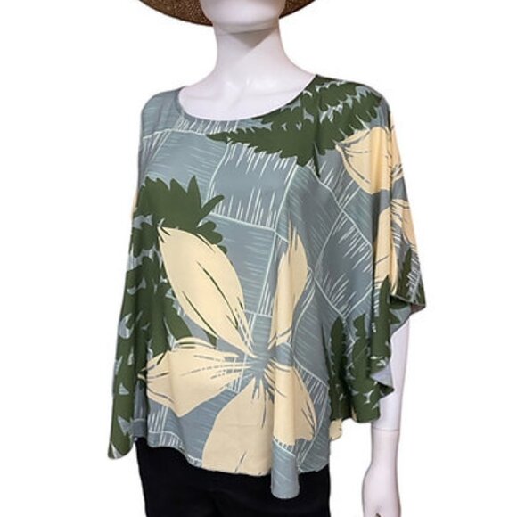 Women's Hawaiian Ciel Blue circle top size small black and green - Picture 10 of 10